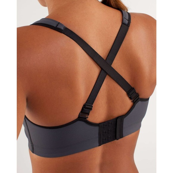 Lululemon Ta Ta Tamer Sports Bra 36C Gray Coal Black Adjustable - Picture 5 of 13